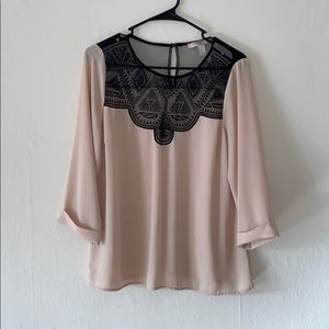Forever 21 Black Lace Detail Blouse